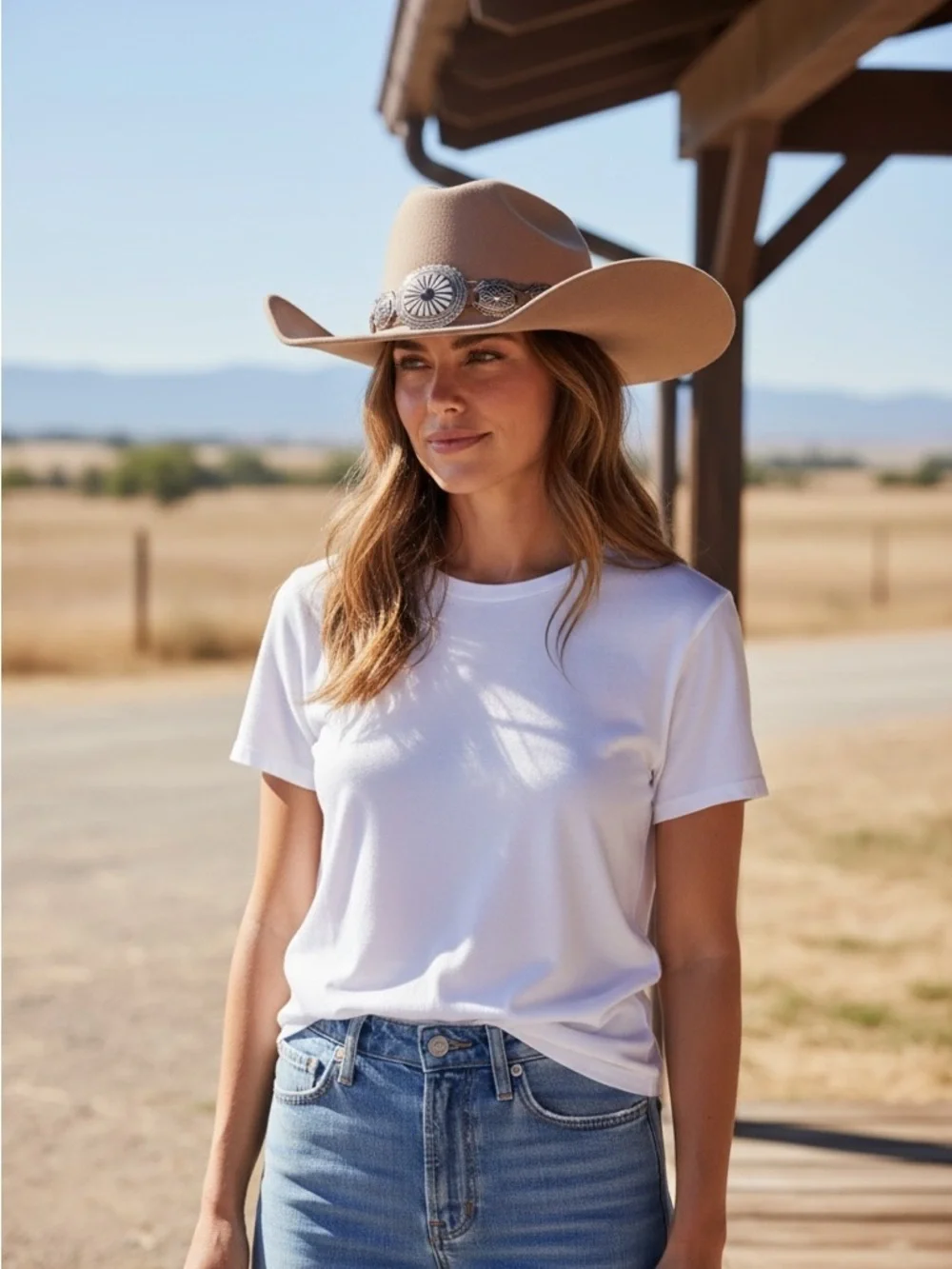 Taupe Cowboy Hat with Decorative Band